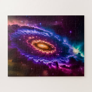 Cosmic Purple and Pink Fun Galaxy in Outer Space Jigsaw Puzzle