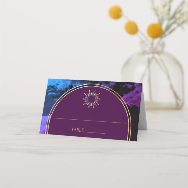 Cosmic Purple Arch Astrological Galaxy Place Card (Front)