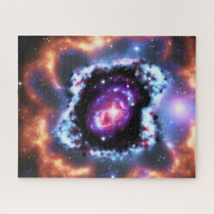 Cosmic purple blue pink gold outerspace landscape jigsaw puzzle