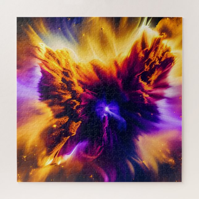 Cosmic Purple Blue Red Nebulae Explosion Scenery Jigsaw Puzzle (Horizontal)