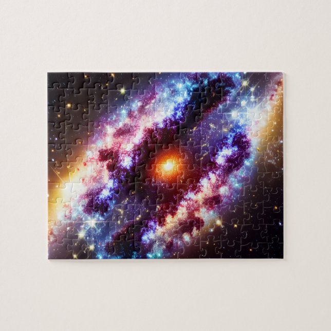Cosmic purple blue star at centre Nebula universe Jigsaw Puzzle (Horizontal)