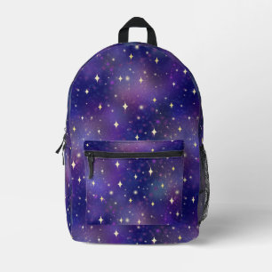 Cosmic Purple Galaxy Stars Printed Backpack