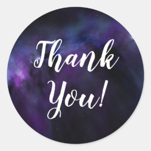 Cosmic Purple Galaxy Thank You Classic Round Sticker