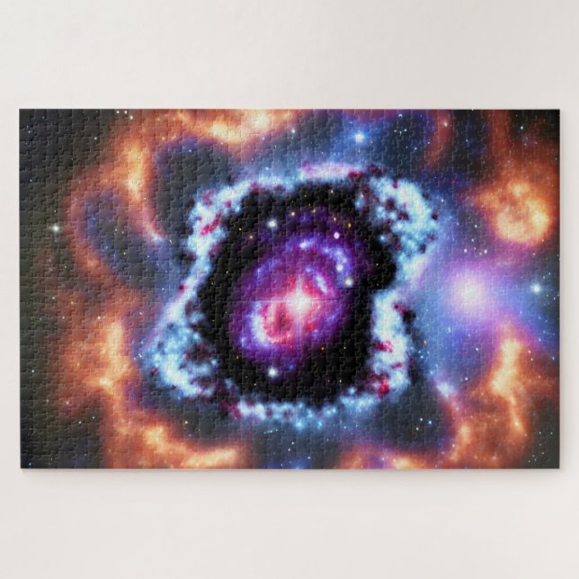 Cosmic purple pink galaxy objects in deep space jigsaw puzzle (Horizontal)