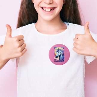 Cosmic Purple Unicorn Button