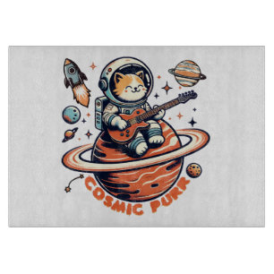 Cosmic Purr - Astro Guitarist Cat Cutting Board