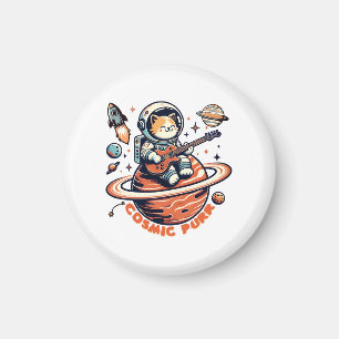 Cosmic Purr - Astro Guitarist Cat Magnet