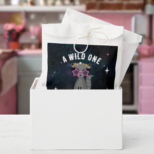 Cosmic Raccoon Wild One Pink Girl Baby Shower Favour Bags