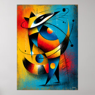 Cosmic Racoon – Modern Abstract Geometric Wall Ar Poster