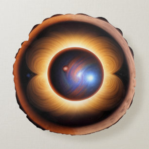 Cosmic Radiance Depicting Galactic Bodies Round Cushion