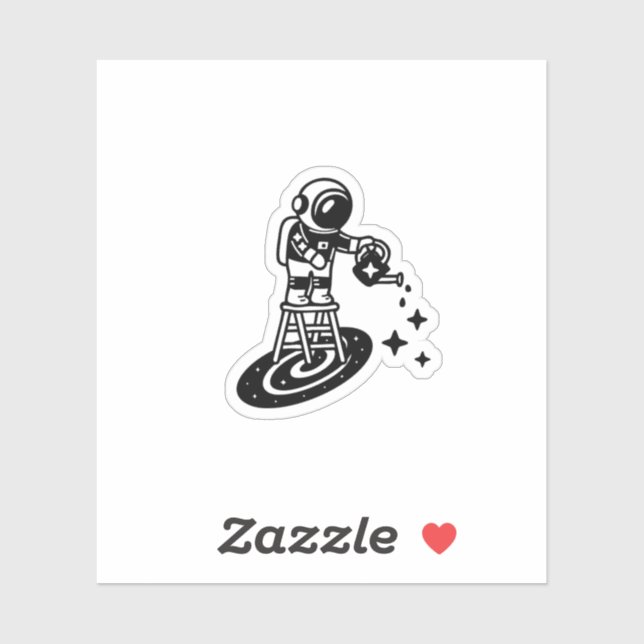 Cosmic Rain – Astronaut Watering Stars Sticker  (Sheet)