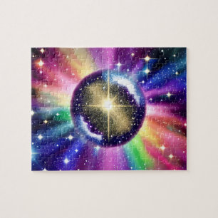 Cosmic Rainbow Around Metallic Unknown Sphere Jigsaw Puzzle