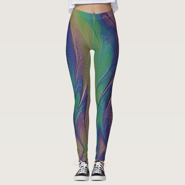 Cosmic Rainbow Iridescent Paint Leggings (Front)