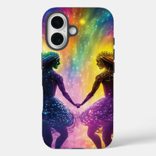 Cosmic Rainbow Lovers Nebula Space Dream Couple iPhone 16 Case
