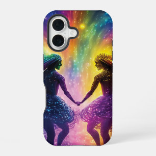 Cosmic Rainbow Lovers Nebula Space Dream Couple iPhone 16 Case