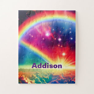 Cosmic Rainbow Over Magical Indigo Clouds Scene Jigsaw Puzzle
