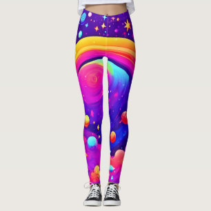 Cosmic Rainbow Planet Art Leggings