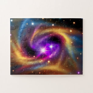 Cosmic Rainbow Swirly Array of Stars Jigsaw Puzzle