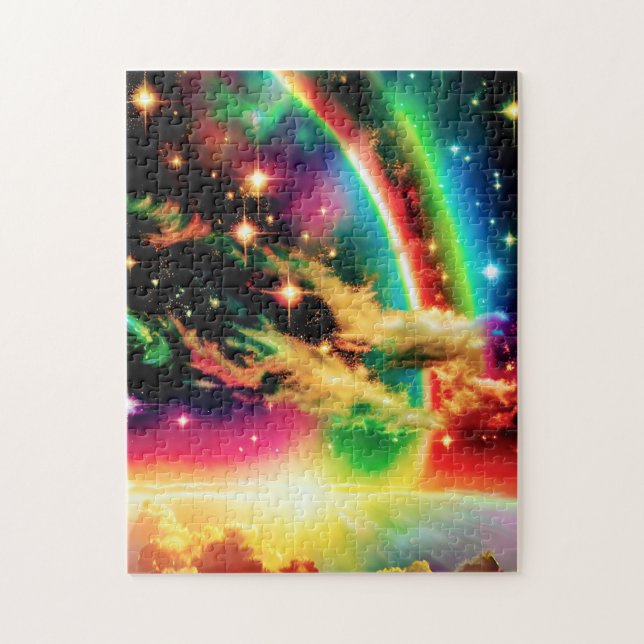 Cosmic Rainbows Interstellar Event in Outer Space Jigsaw Puzzle (Vertical)