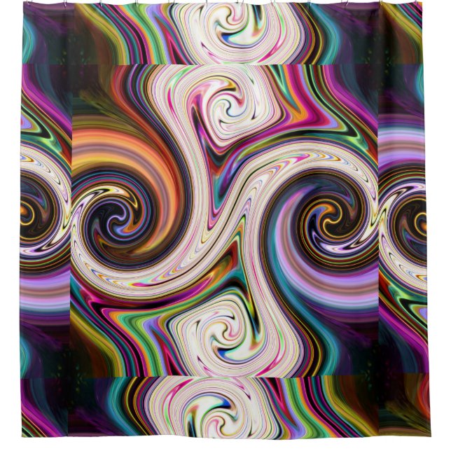 Cosmic Rays 5 Swirls Shower Curtain (Front)
