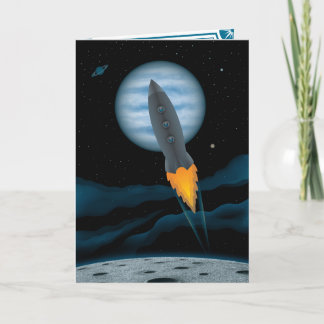 Cosmic Rocketship Scene Father's Day Card