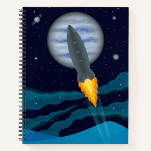 Cosmic Rocketship Scene Notebook
