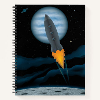 Cosmic Rocketship Scene Notebook
