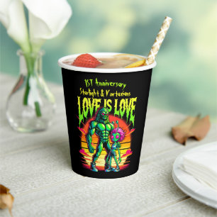 Cosmic Romance Between Alien Figures Paper Cups