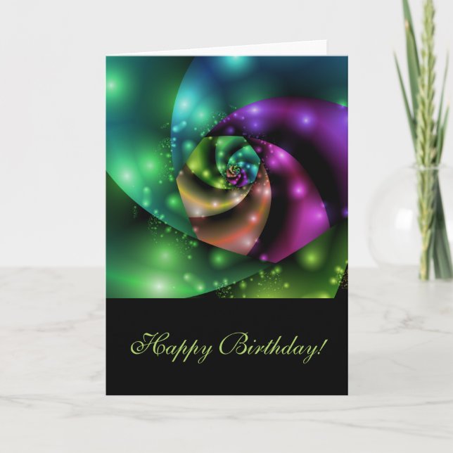 Cosmic Rose Fractal - Birthday Card (Front)