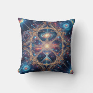 Cosmic Sacred Geometry Galaxy Mandala Art Cushion