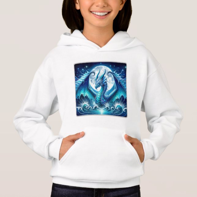 Cosmic Sea Dragon Kids Pullover Hoodie (Front)