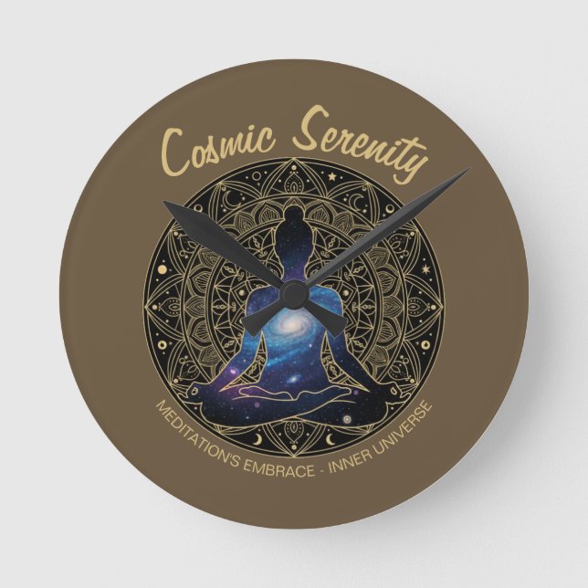 Cosmic Serenity Meditation – Mandala (NO NUMBERS) Round Clock (Front)