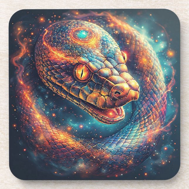 Cosmic Serpent with Glowing Scales Coaster (Front)