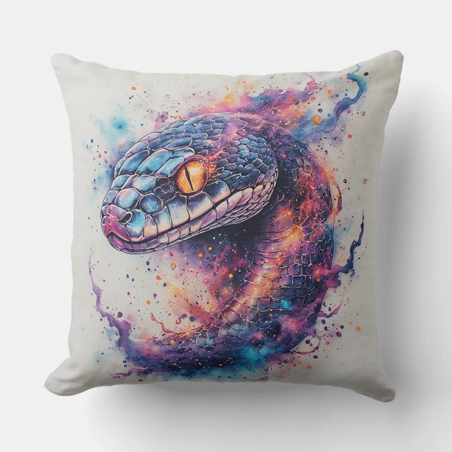 Cosmic Serpent with Glowing Scales Cushion (Front)