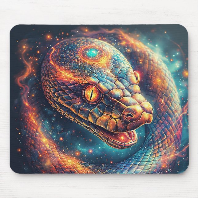Cosmic Serpent with Glowing Scales Mouse Pad (Front)