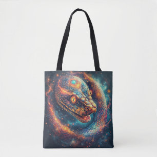 Cosmic Serpent with Glowing Scales Tote Bag