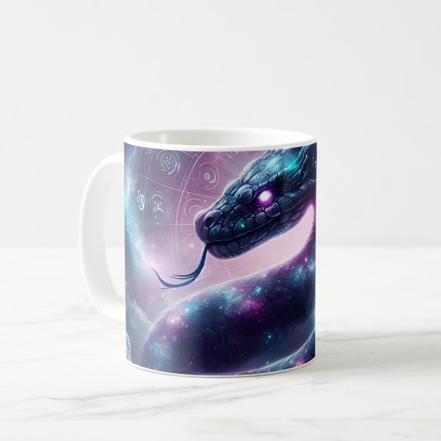 Cosmic Serpent Zodiac Galaxy Astrology Coffee Mug (Front Left)