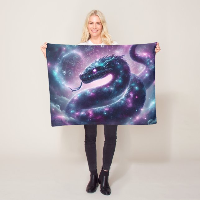 Cosmic Serpent Zodiac Galaxy Astrology Fleece Blanket (In Situ)