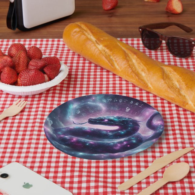 Cosmic Serpent Zodiac Galaxy Astrology Paper Plate (Picnic)