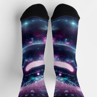Cosmic Serpent Zodiac Galaxy Astrology Socks