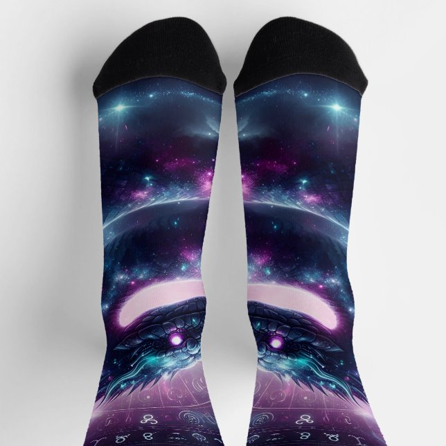 Cosmic Serpent Zodiac Galaxy Astrology Socks (Top)