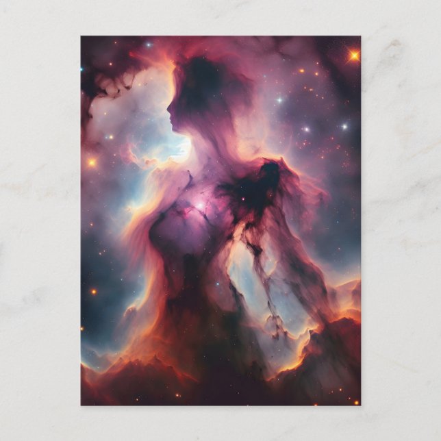 Cosmic Silhouette, Lady-Shaped Nebula and Stars Postcard (Front)