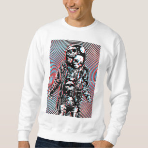 Cosmic Skull Astronaut in Hypnotic Art Sweatshirt