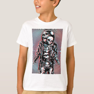 Cosmic Skull Astronaut in Hypnotic Art T-Shirt
