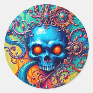 Cosmic Skull Symphony Classic Round Sticker