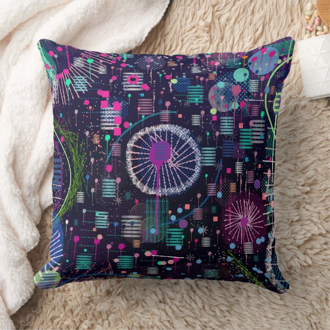 Cosmic Snow Storm: Abstract Maximalism Art Cushion (Blanket)