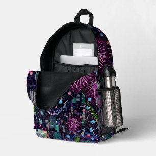Cosmic Snow Storm: Abstract Maximalism Art Printed Backpack