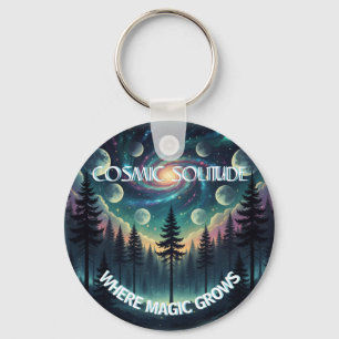 Cosmic Solitude Galaxy Forest • Moon Phases Key Ring