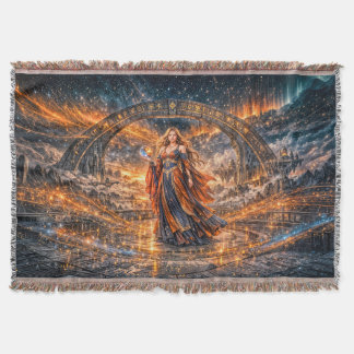 Cosmic Sorceress – Fantasy Throw Blanket