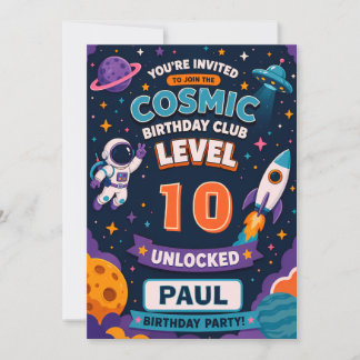 Cosmic Space 10th Birthday Invitation